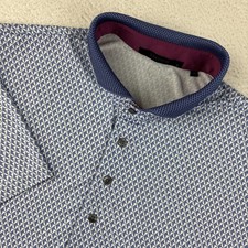 GREYSON Mens Performance Polo Shirt Large Geo Print Lightweight Golf No Logos