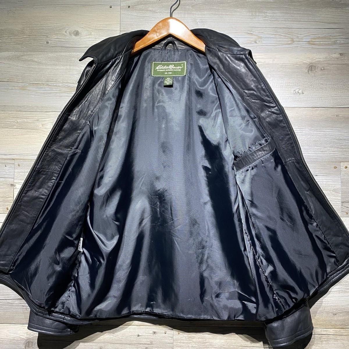 ジャケット・アウター archive Eddie Bauer Lamb Leather Jacket Eddie Bauer Jacket Black Soft Lamb Leather Jacket Coat Full Zip