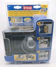 RYOBI Door Lock Installation Kit Wood Metal Deadbolt Lockset Guide Hole Saw NIP