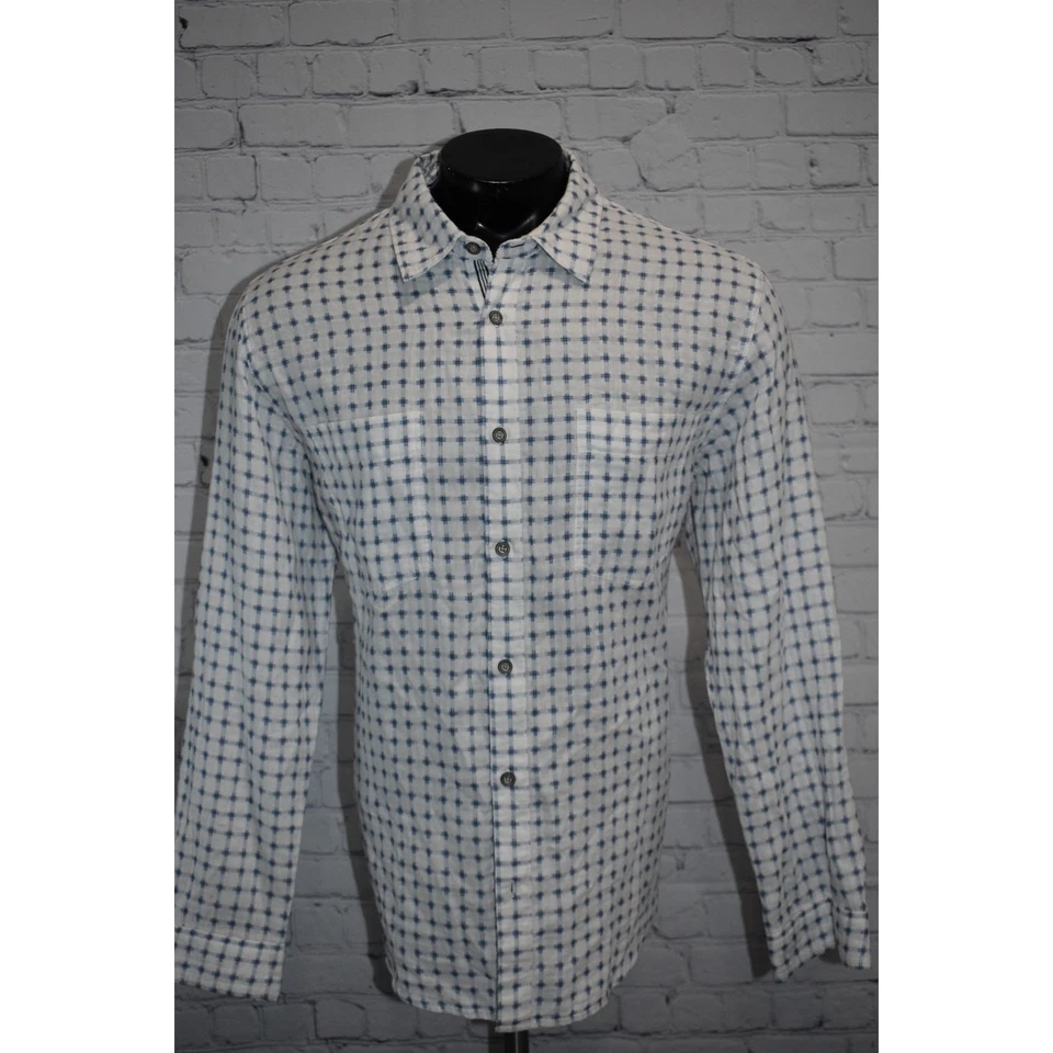 Camisa de vestir Carbon 2 Cobalto para hombre talla grande blanca azul algodón geométrico Foto 2 de 4