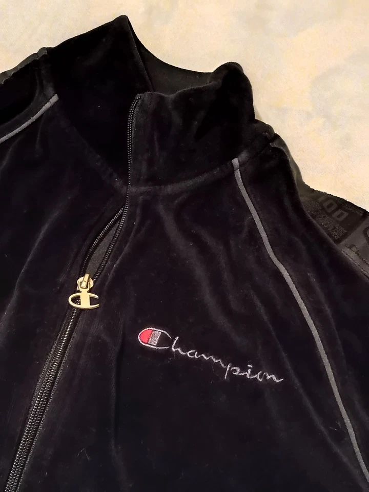 Champion 100 Years velour track jacket Black Small Full Zip - Image 2 of 4