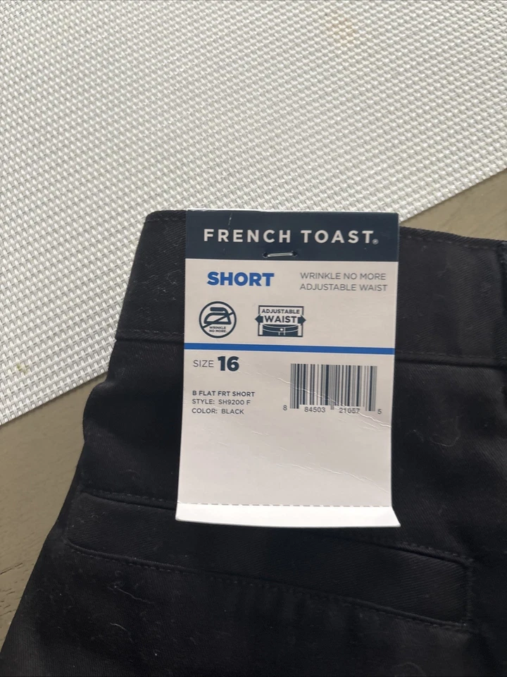 Boy's French Toast Shorts Black Size 16 Flat Front New W Tags - Image 2 of 3