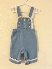 Vintage Girls Floral Overalls Size 3-6m