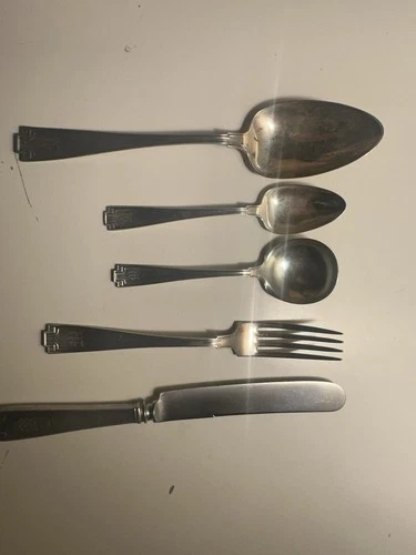 Gorham Etruscan Sterling Silver Flatware 5pc Place Setting +Knife Stainless 203G