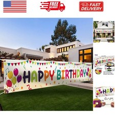 Large Colorful Happy Birthday Yard Banner Sign 118x19.7 inch with Brass Gromm...