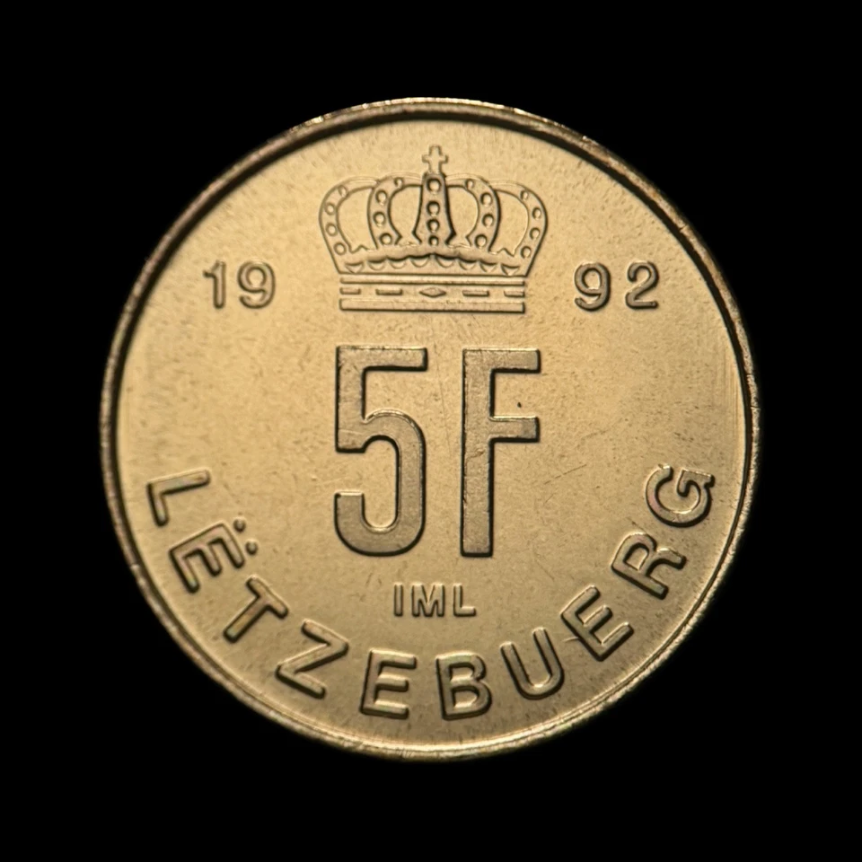 LUXEMBOURG. 1992, 5 Francs - Groussherzogtum Lëtzebuerg, Grand Duke Jean RARE 2 - Image 3 of 3