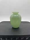 Vintage Fenton Style Jadeite Green Art Glass Vase Satin Finish