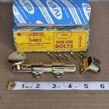 Vtg Ives USA Solid Brass Dutch Door Bolts Surface Bolt Slide Lock Latch Hardware