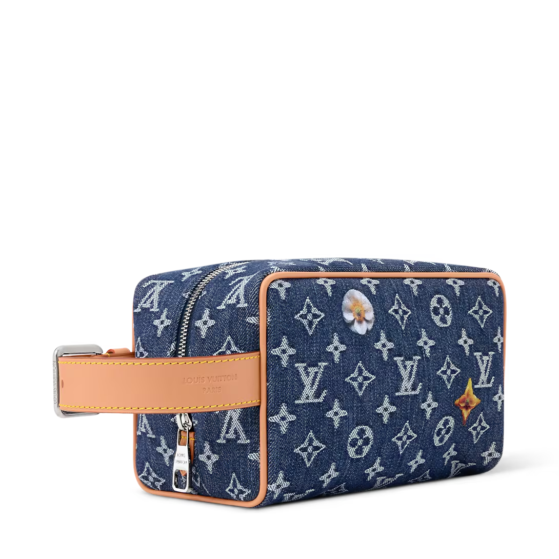 マッキー さま用　LOUIS VUITTON デニム 38 NEW Louis Vuitton Monogram Locker Dopp Kit Hand Bag Denim M28363