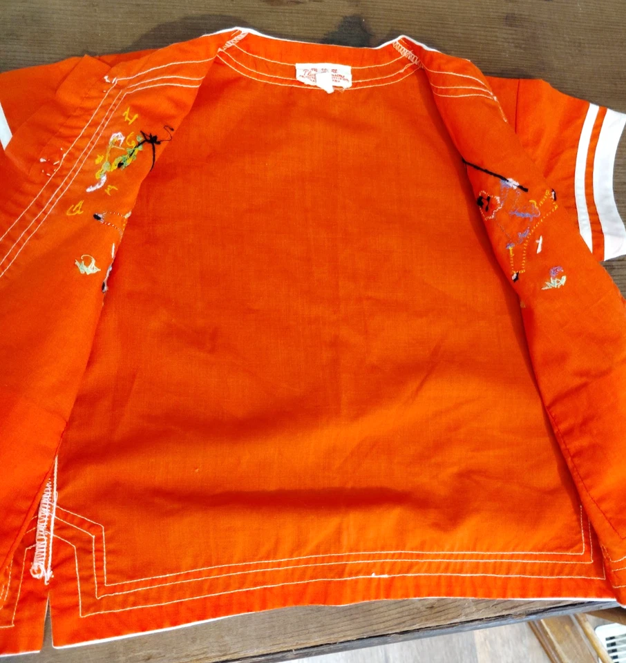 Camisa quimono infantil tamanho 2T estilo oriental japonês vermelha branca unissex vintage - Imagem 3 de 4