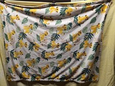 Disney The Lion King Baby Blanket Simba Green Leaves Jungle Gray Tan Beige Back