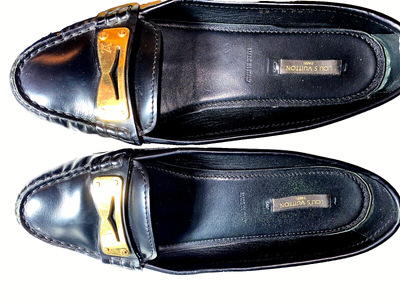 Louis Vuitton Black Leather Slip on Penny Loafers Louis Vuitton Black Leather Penny Loafers Size 41 Louis  main image 2