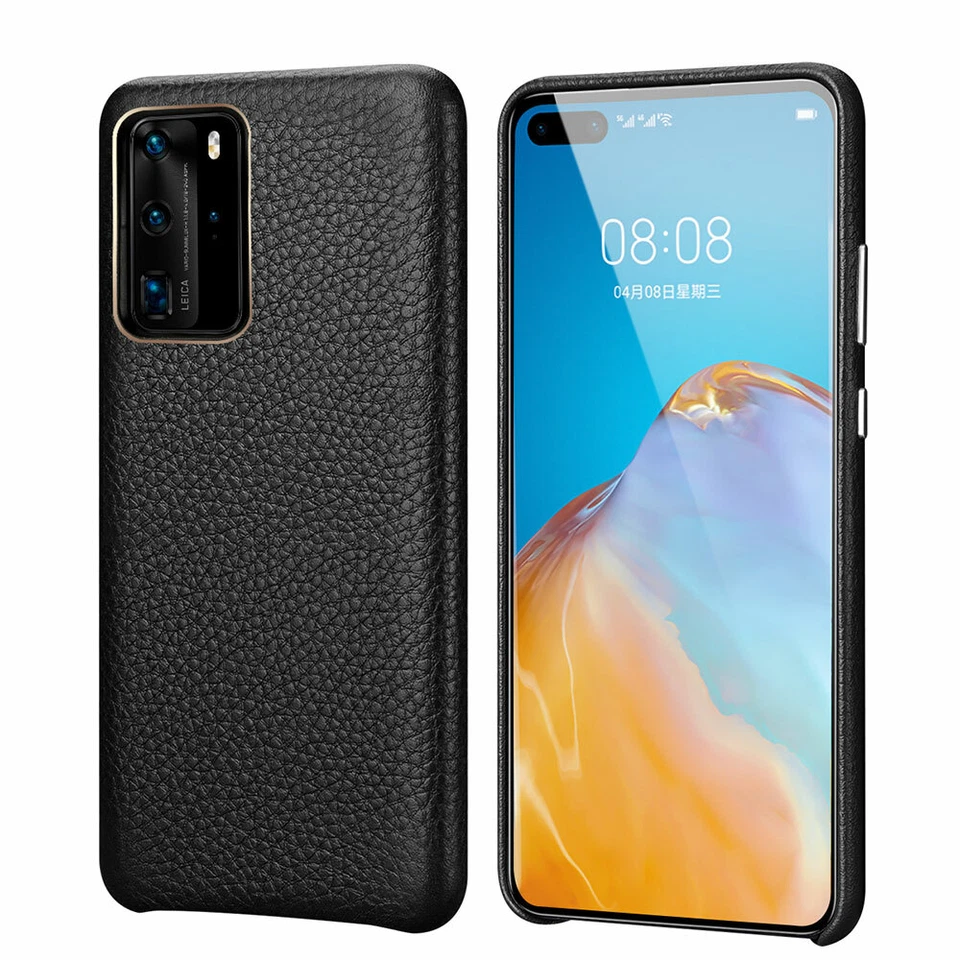 Funda rígida trasera de lujo CUERO DE VACA GENUINO para Huawei P30 P40 PRO  Foto 2 de 4