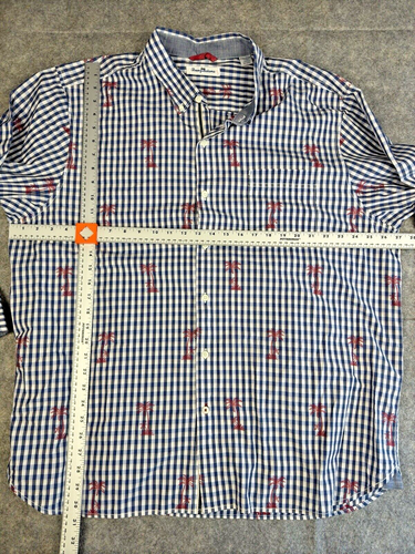 Camicia Tommy Bahama manica lunga blu uomo abbottonata misto cotone 2XL palma - Foto 2 di 10