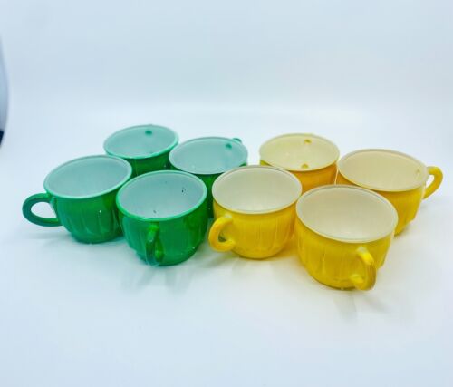 Set di 8 coppe ciotole punch verde e giallo vintage Jeannette ""Slick & Sassy"" (6 once) - Foto 2 di 15