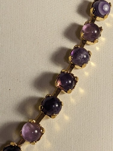 Genuine Purple Amethyst In 14K Gold Plated Necklace - Picture 5 of 6
