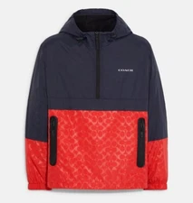 Nwt Colorblock Signature Half Zip Windbreaker Jacket Miami Red Men Sz Large 450$