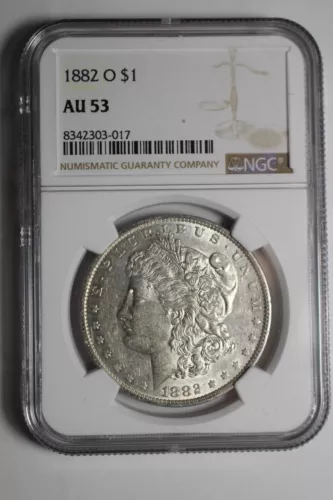 1882 O/S Morgan Silver Dollar AU53 NGC #017