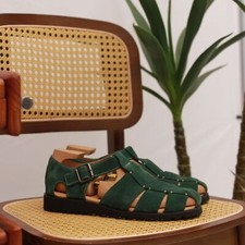 Men Summer British Retro Handmade Top Woven Leather Casual Roman Formal Sandals