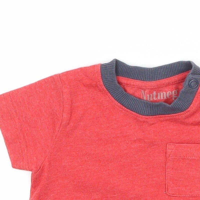Nutmeg Boys Red Cotton Blend T-Shirt Size 3-6 Months Roll Neck Pullover image 5