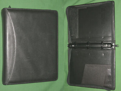 Day Runner CLASSIC ~ 1.25'' ~ Black REAL LEATHER Planner 3 RING BINDER Desk 7244