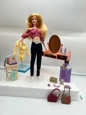 Mattel dressing table, + Barbie + accessories