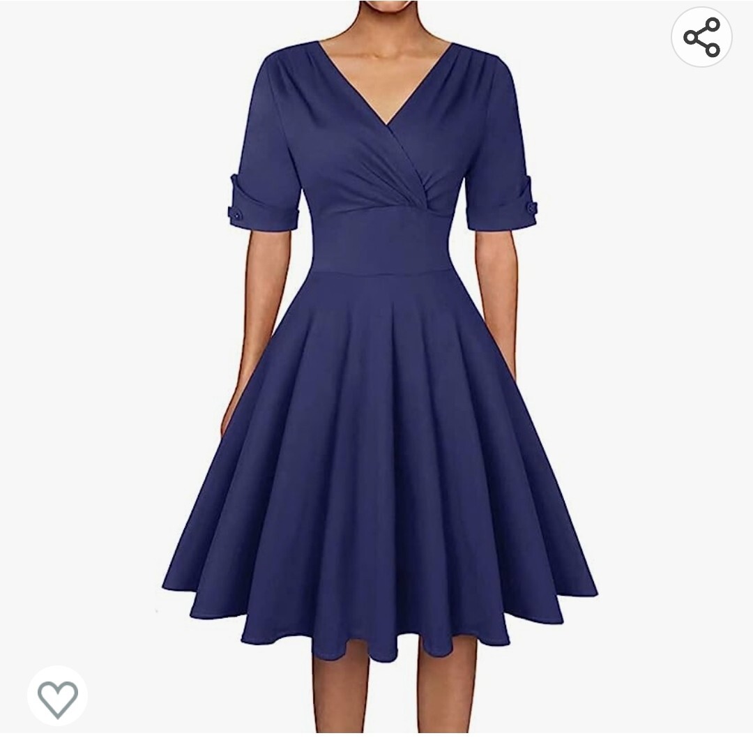 Vintage 1950s Retro Deep V Neck Half Sleeve Retro Cocktail Swing