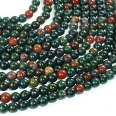 Blood stone Round 6mm Ball Smooth Gemstone Beads 14''Inch Necklace With Sarafa