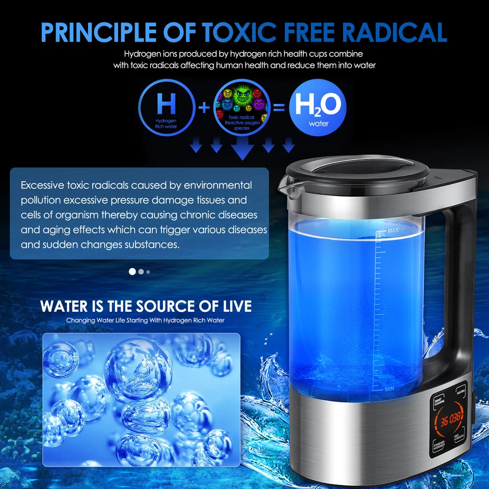 Hydrogen Water Machine Generator Rich Alkaline Water Ionizer Generator Kettle - Image 4 of 4