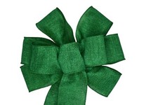 Large 10" Hand Made Bright Green Wired Bow - Christmas Winter Wreath