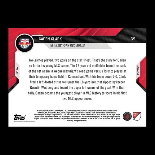 3 Card Rookie Pack CADEN CLARK RC #34 #39 #56 Topps Now MLS Soccer 2020 Leipzig - Picture 5 of 7