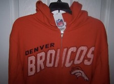 Denver Broncos Orange Hooded Zippered Sweatshirt Mens Large   New with Tags