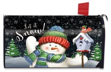 Snow Time Snowman Winter Magnetic Mailbox Cover Let It Snow Standard