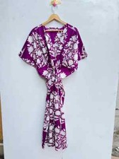 Indian Vintage 100% Cotton Long Beach Maxi Kaftan Dress One Size Caftan Kimono