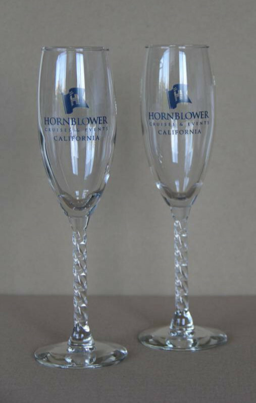 HORNBLOWER California - TWO (2) Champagne Glasses From The Newport Beach Cruise