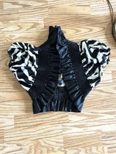 Y2k Satin Black And White Bolero Size Small