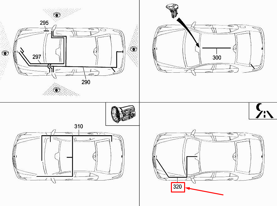 MERCEDES-BENZ S W222 Night Vision System Wiring Harness A2225400613