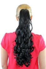 Extension Coda Nera Circa 55Cm Riccioli A Spirale Clip On Coda Di Cavallo 250-2