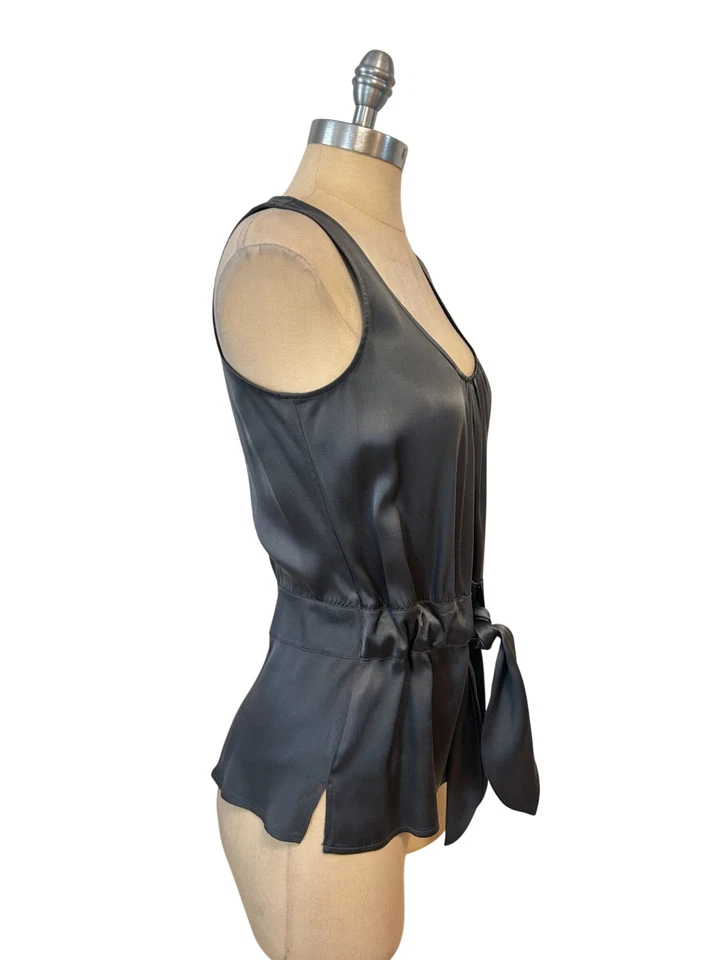 Tory Burch Grey Belted Silk Tank/Sleeveless Top Size 4 — 第 2/4 张图片