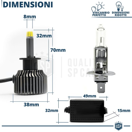 Kit LED H1 per Fiat Bravo 2 07-14 Luci Anabbaglianti CANbus Bianco Potente 6500K - Foto 6 di 11