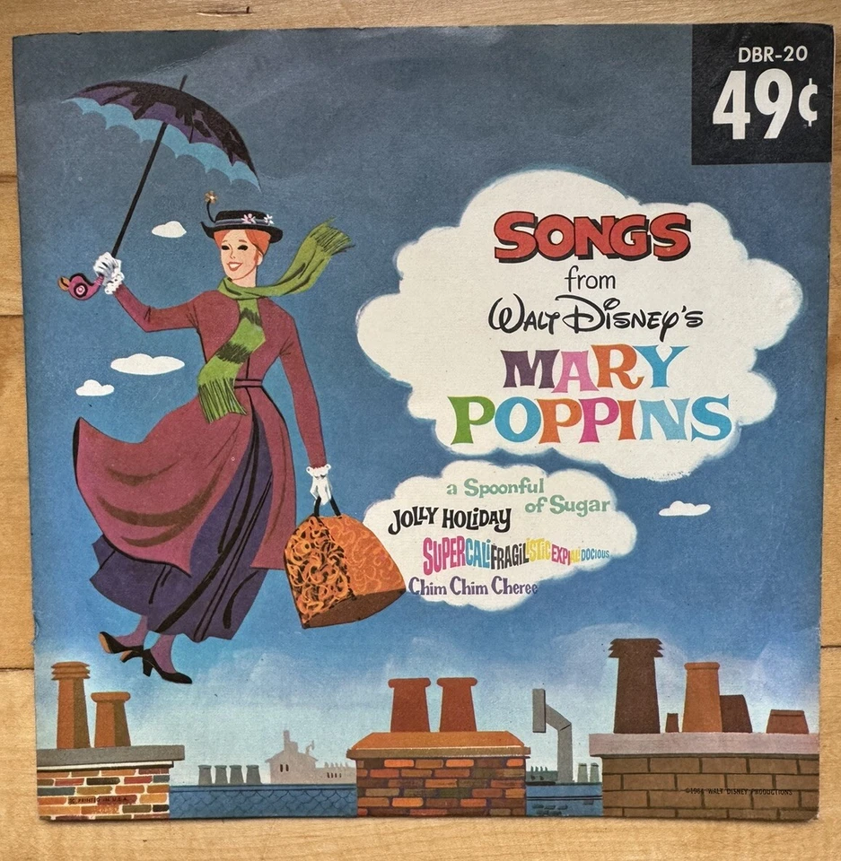 Disco Walt Disney Little Gem 45 con funda CANCIONES DE MARY POPPINS Disneyland Foto 2 de 4