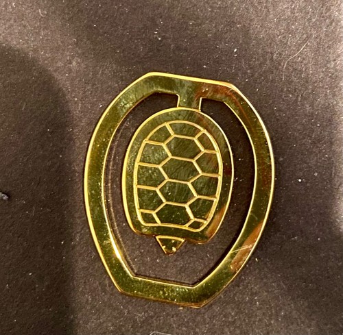 Judith Leiber gold tone Turtle Tortoise money clip book mark