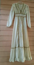 VINTAGE 70's GUNNE SAX STYLE COTTAGECORE MAXI DRESS CORSET LACE XS