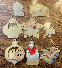 Christmas Ornaments Engraved  Brit  Vintage Gloria Duchin 8 Included Gold Tone