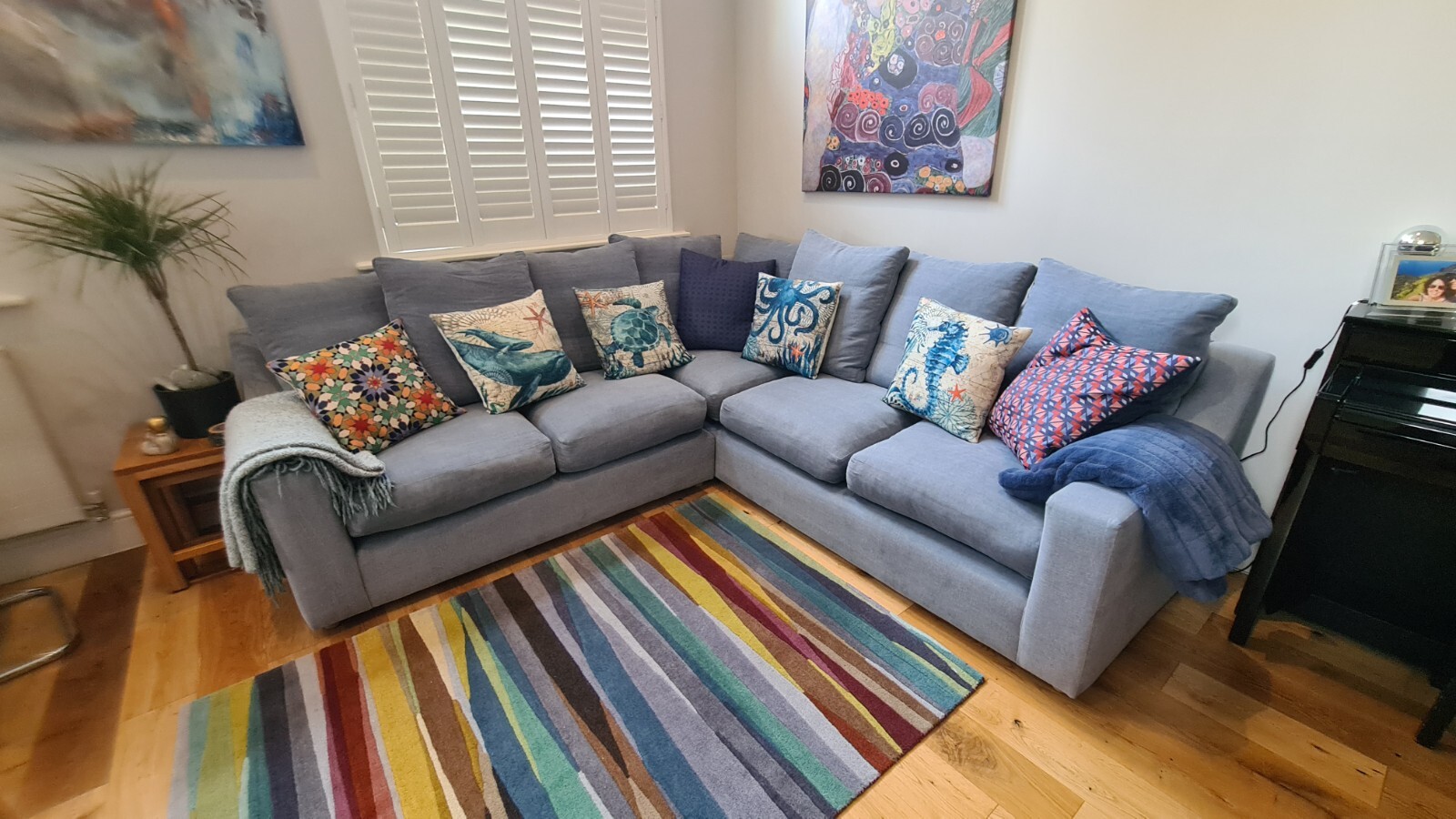 Loaf Evensided Cloud Corner Sofa in Blue Storm Washed eBay