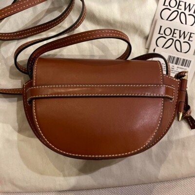 LOEWE Gate Dual Bag Mini Handbag Soft calfskin Jacquard Tan Rusty