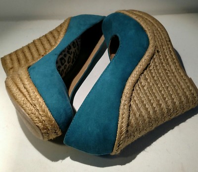 Chaussures à Talon Compensé D'Orsay En Suédine Bleu Aqua - Taille US 5.5