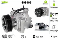 Valeo 699495 Kompressor, Klimaanlage FüR Dacia