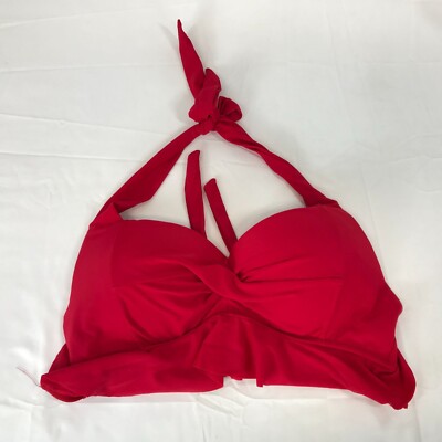 TEMPT ME ~ WOMENS LARGE ~ RED RUFFLE BIKINI SWIM TOP