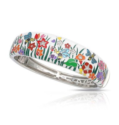 Belle Etoile Bee Garden Bangle Sterling Silver Pave'